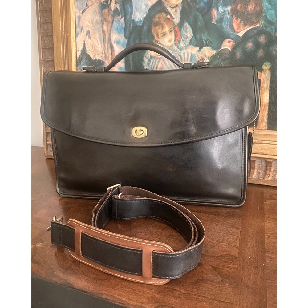 VTG Coach 5265 Lexington Briefcase Black Brown Leather Messenger Bag 1997 USA